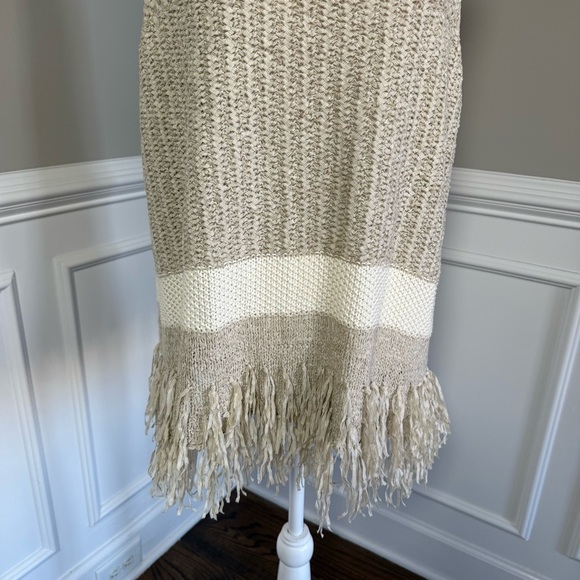 Lane Bryant Open Knit Sleeveless Sweater 18/20 Tunic Fringe Boho Hippie Beachy - Picture 4 of 7